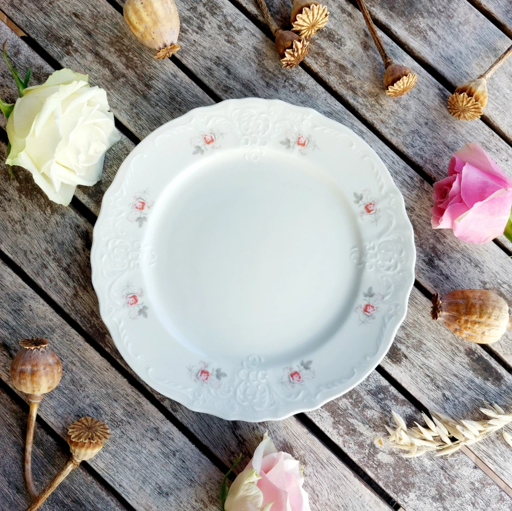 BERNADOTTE IVORY talíř dezertní 21 cm, růžovošedá házenka