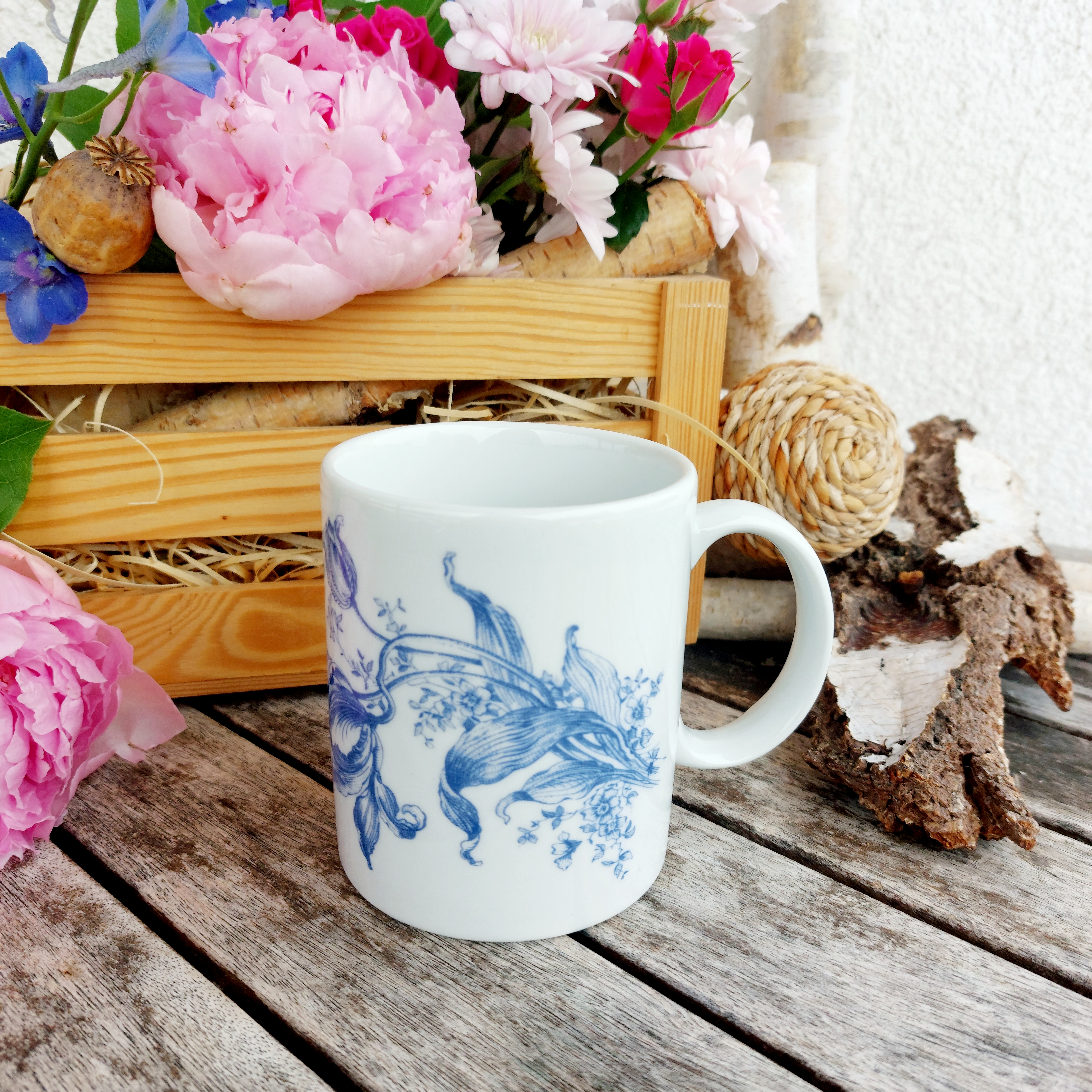 SIK hrnek 310 ml, kytice, Český porcelán Dubí