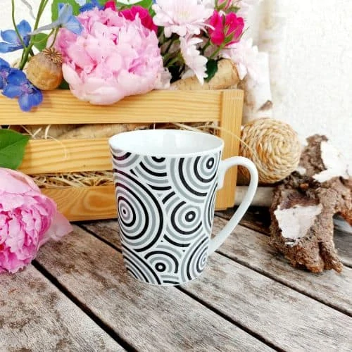 SISI hrnek 280 ml, černá spirála, Český porcelán Dubí