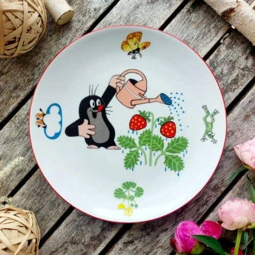 COUP talíř mělký 21 cm, Krteček a jahody, červená linka, Thun 1794