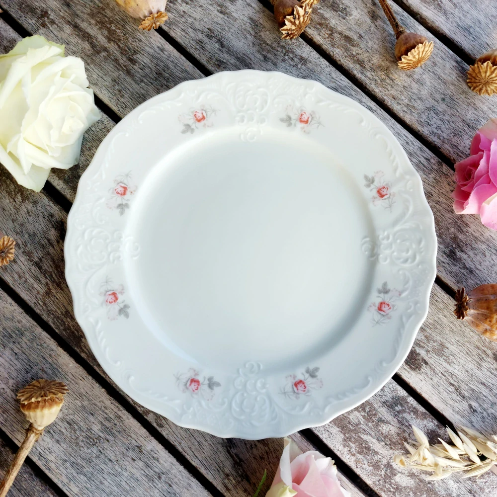 BERNADOTTE IVORY talíř dezertní 21 cm, růžovošedá házenka