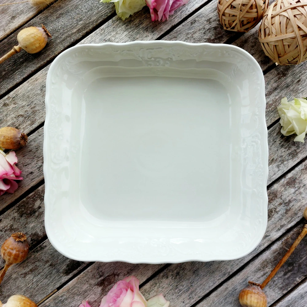 BERNADOTTE IVORY mísa kompotová 4-hranná 25 cm, slonová kost, Thun 1794