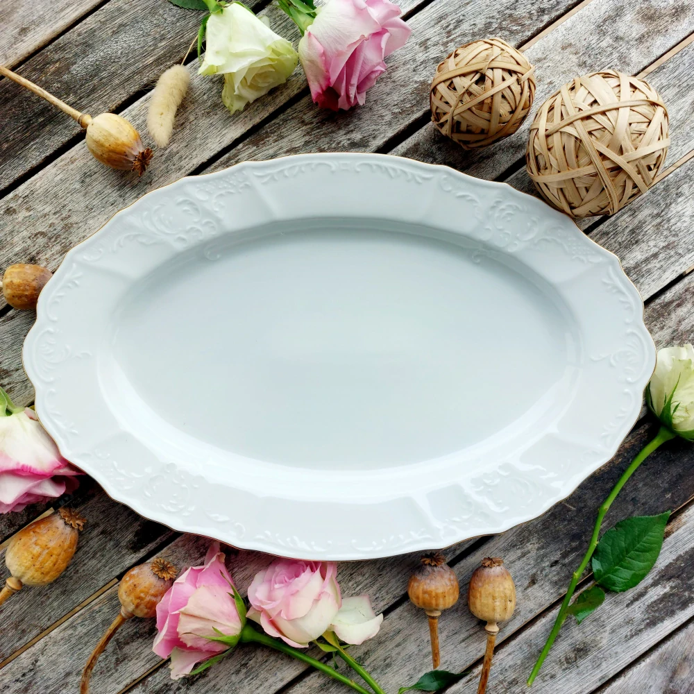 BERNADOTTE mísa oválná 39 cm, zlatá linka, Thun 1794