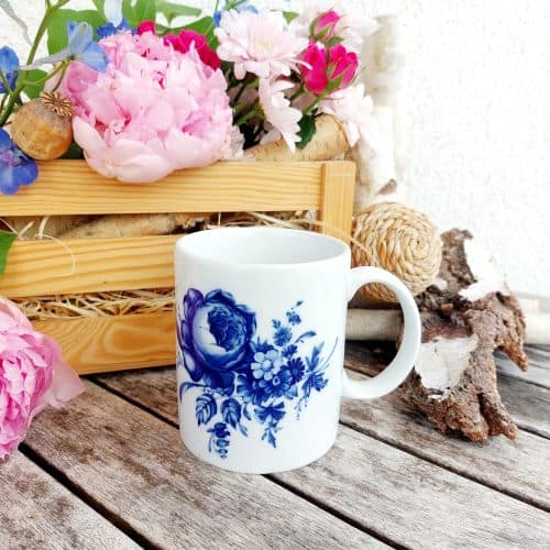 SIK hrnek 310 ml, modrá růže, Český porcelán Dubí