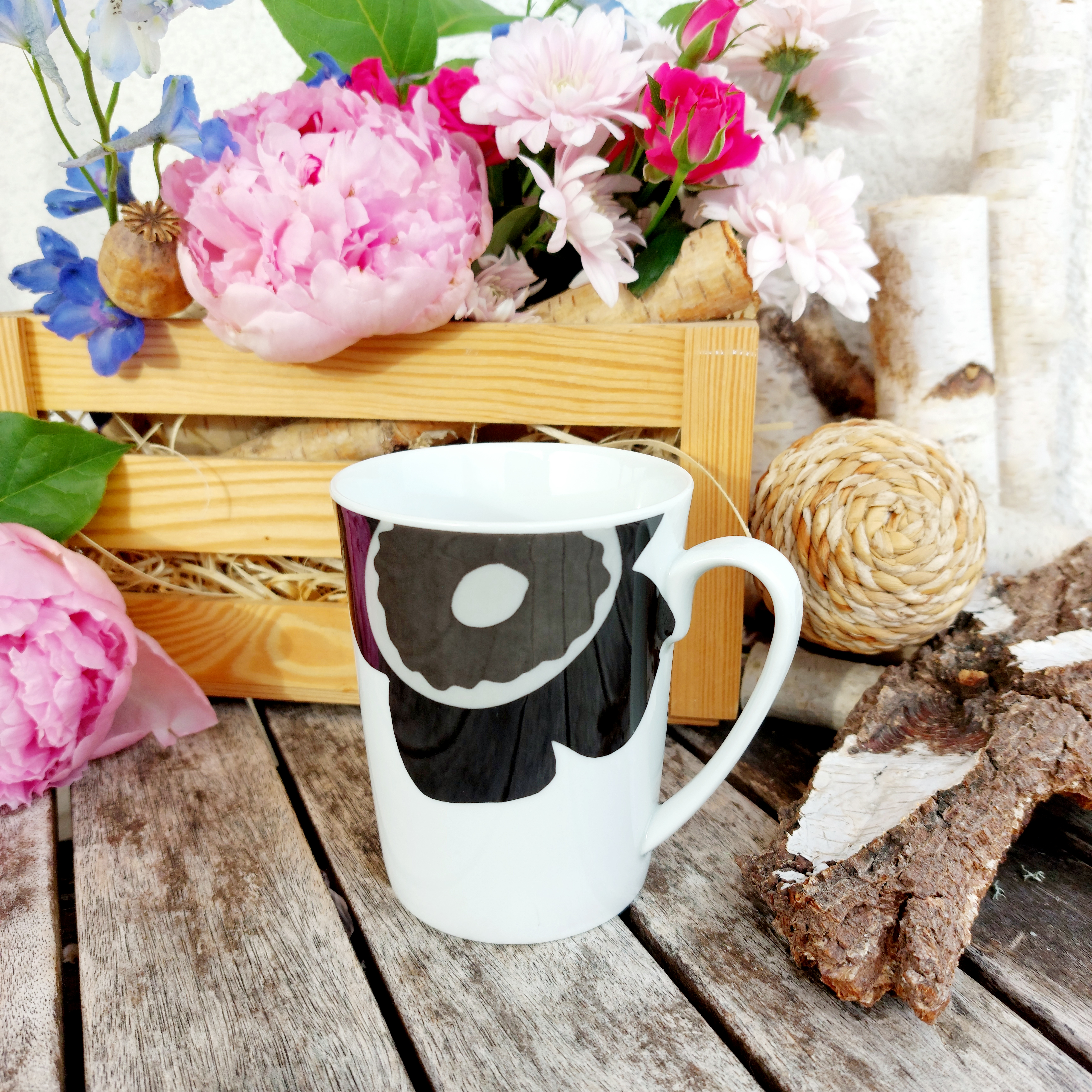 SISI hrnek 280 ml, černá květina, Český porcelán Dubí