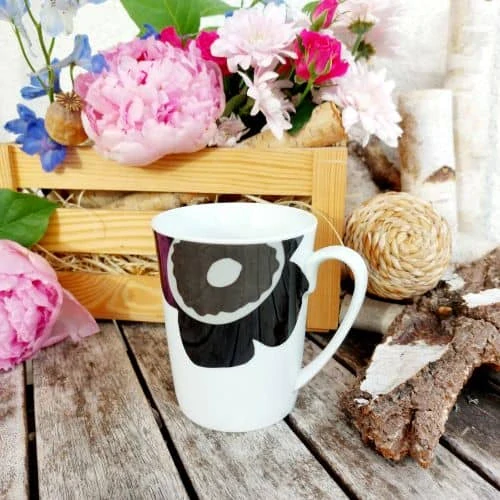 SISI hrnek 280 ml, černá květina, Český porcelán Dubí