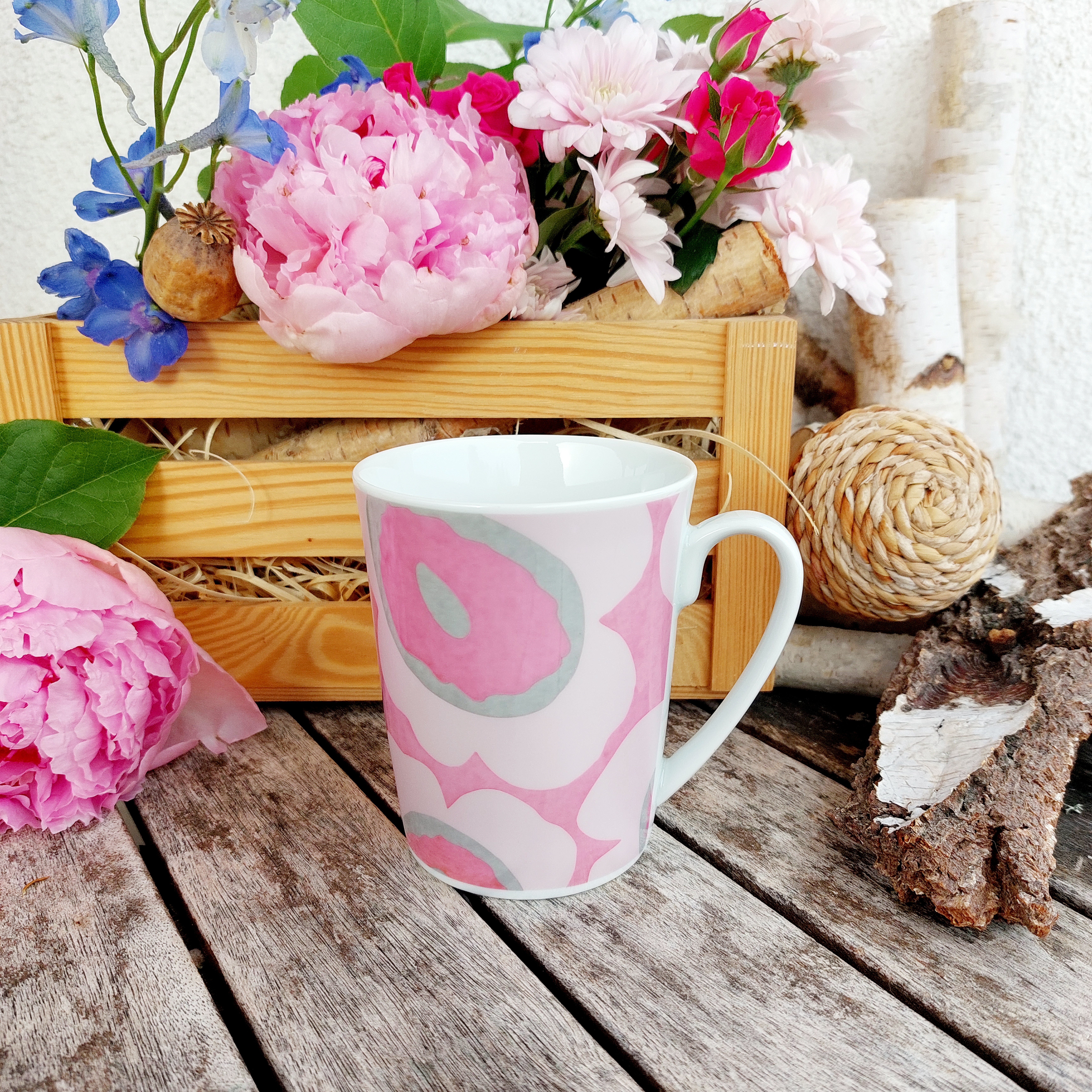 SISI hrnek 280 ml, růžová květina, Český porcelán Dubí