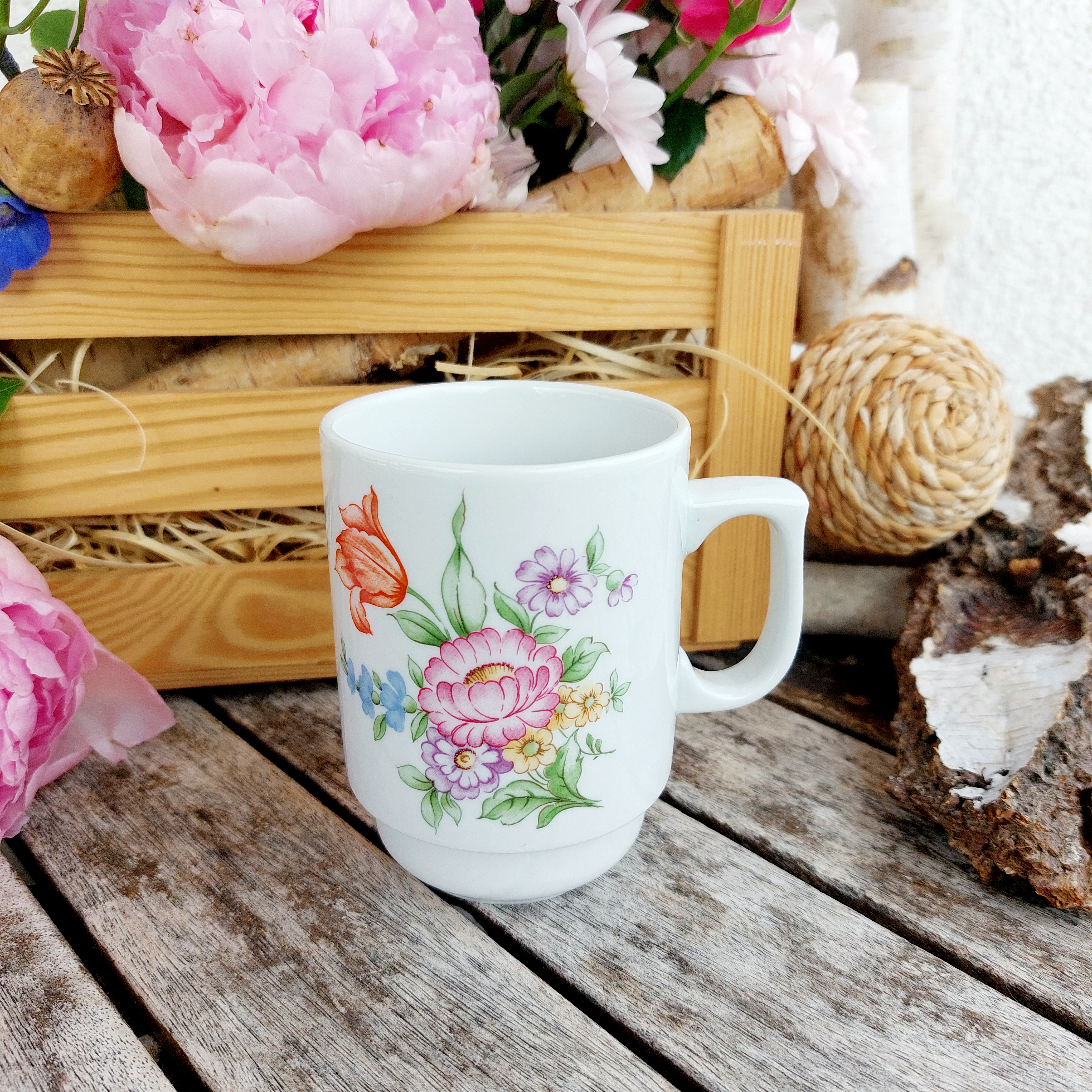 STOH hrnek 280 ml, kytice, Český porcelán Dubí