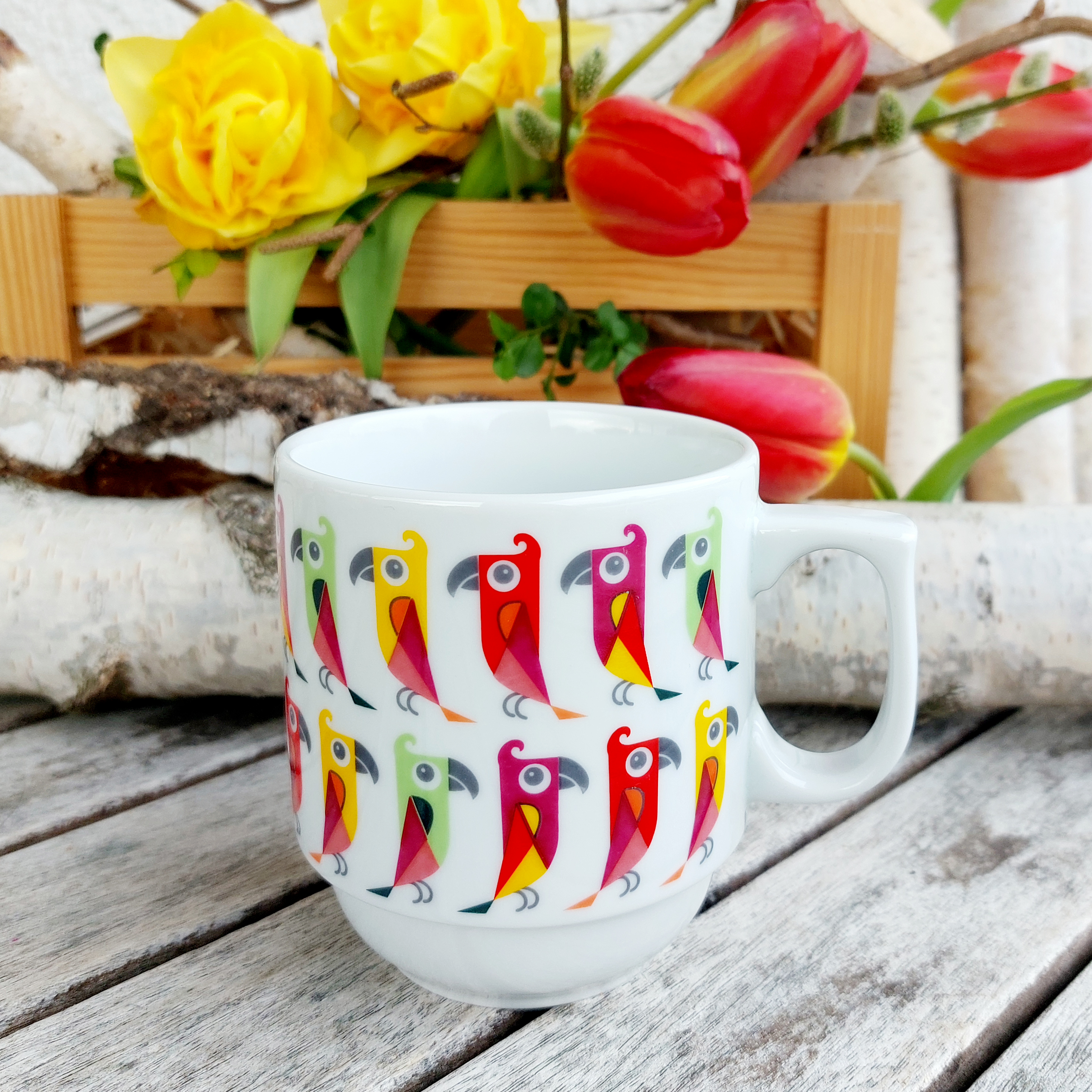 HUGO hrnek 270 ml, papoušci, Český porcelán Dubí