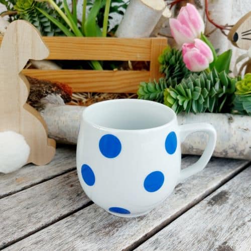 BAŇÁK  hrnek 300 ml, modrý puntík, Český porcelán Dubí