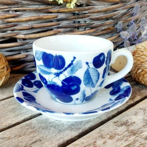 MILADA šálek 250 ml s podšálkem, modré třešně, Český porcelán Dubí