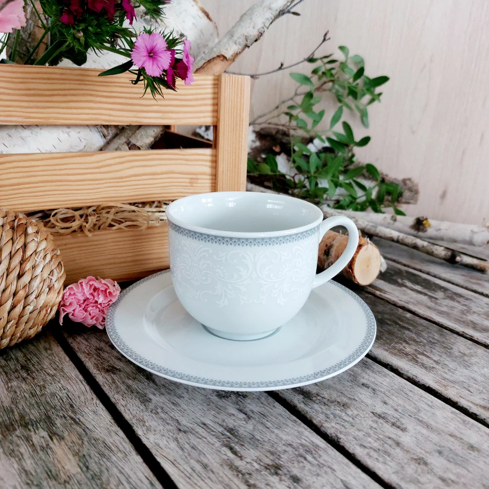 OPAL šálek s podšálkem 165 ml, šedá krajka, Thun 1794