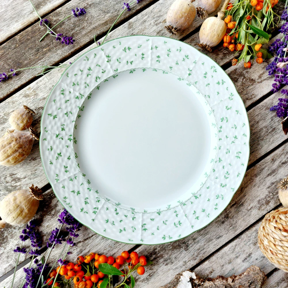 NATALIE talíř mělký 24 cm, zelené lístečky, Thun 1794