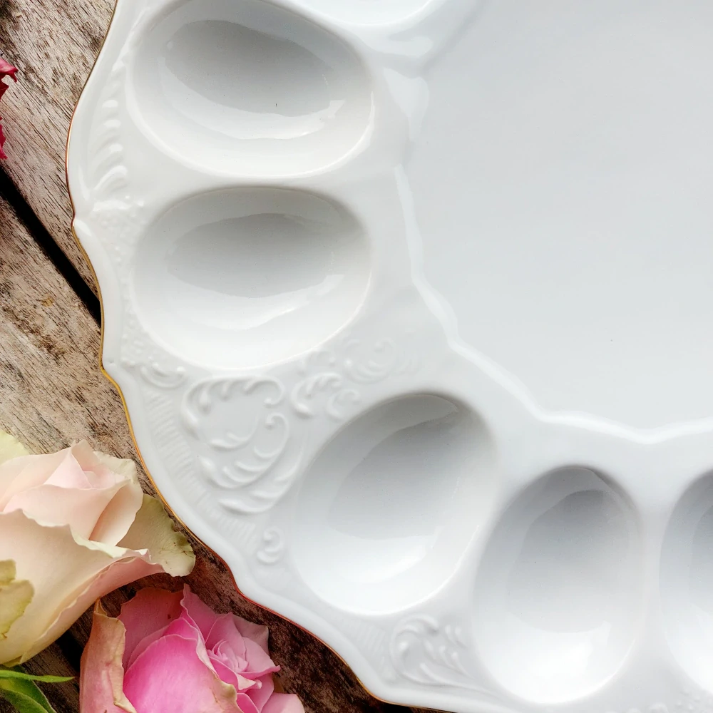 BERNADOTTE talíř na vejce 12 ks, zlatá linka, Thun 1794