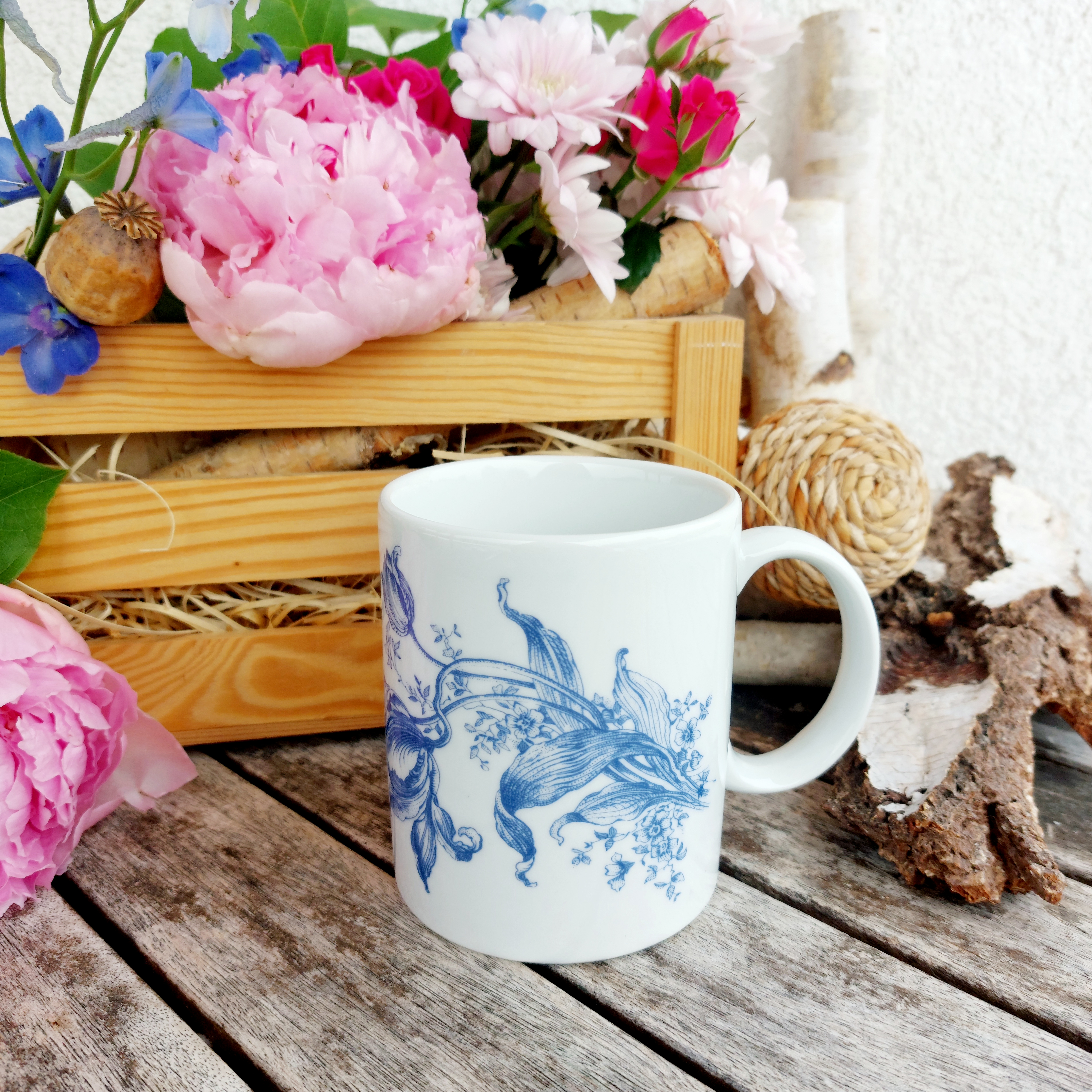 SIK hrnek 310 ml, kytice, Český porcelán Dubí
