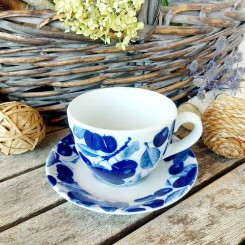 MILADA šálek 250 ml s podšálkem, modré třešně, Český porcelán Dubí