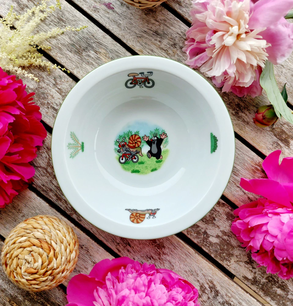 PRAKTIK miska 16 cm, Krteček a šnek, zelená linka,  Thun 1794