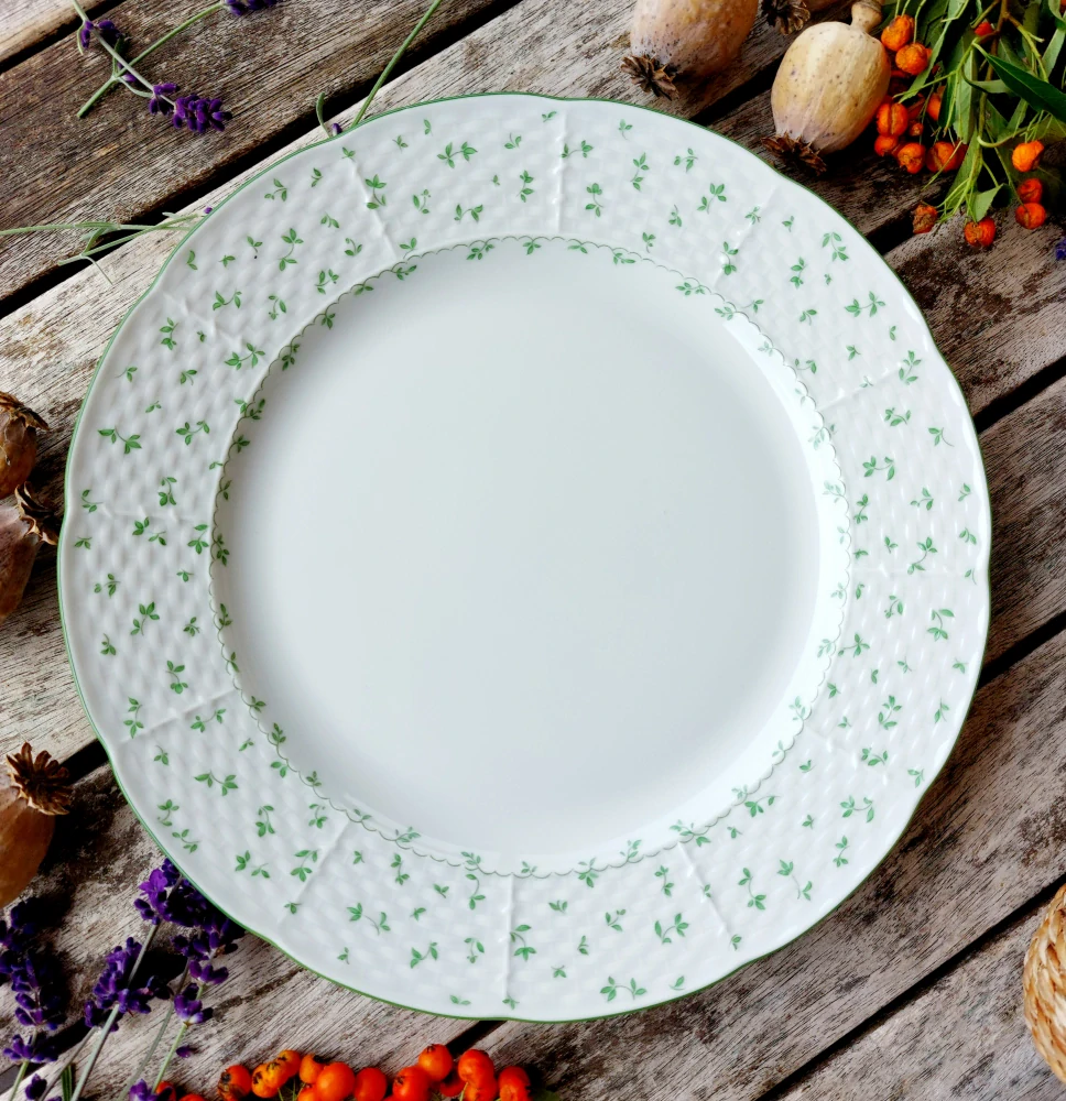 NATALIE talíř mělký 24 cm, zelené lístečky, Thun 1794