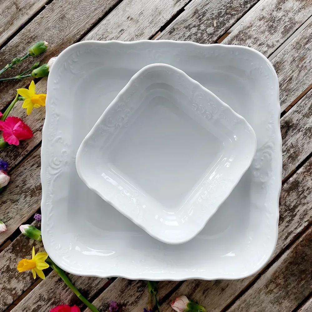 BERNADOTTE mísa kompotová 4-hranná 25 cm, bílá, Thun 1794