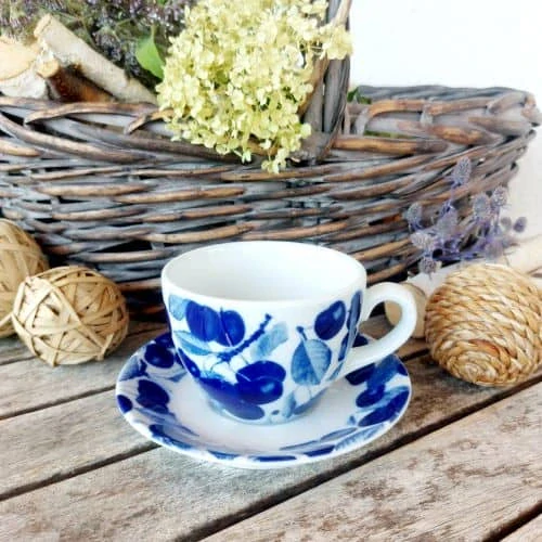 MILADA šálek 250 ml s podšálkem, modré třešně, Český porcelán Dubí