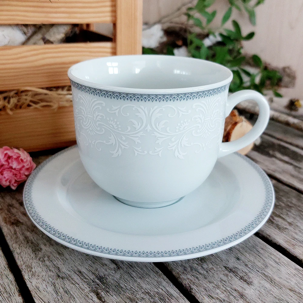 OPAL šálek s podšálkem 270 ml, šedá krajka, Thun 1794