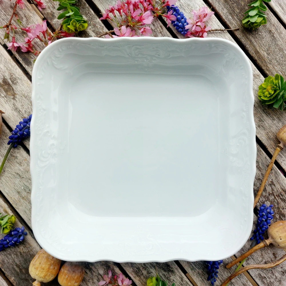 BERNADOTTE mísa kompotová 4-hranná 25 cm, bílá, Thun 1794