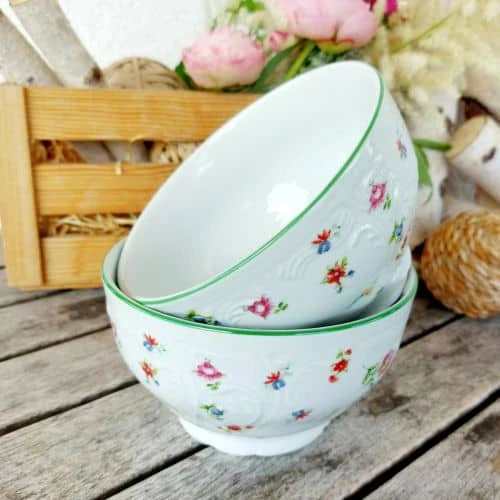 BERNADOTTE miska 13 cm, házenka a zelená linka, Thun 1794