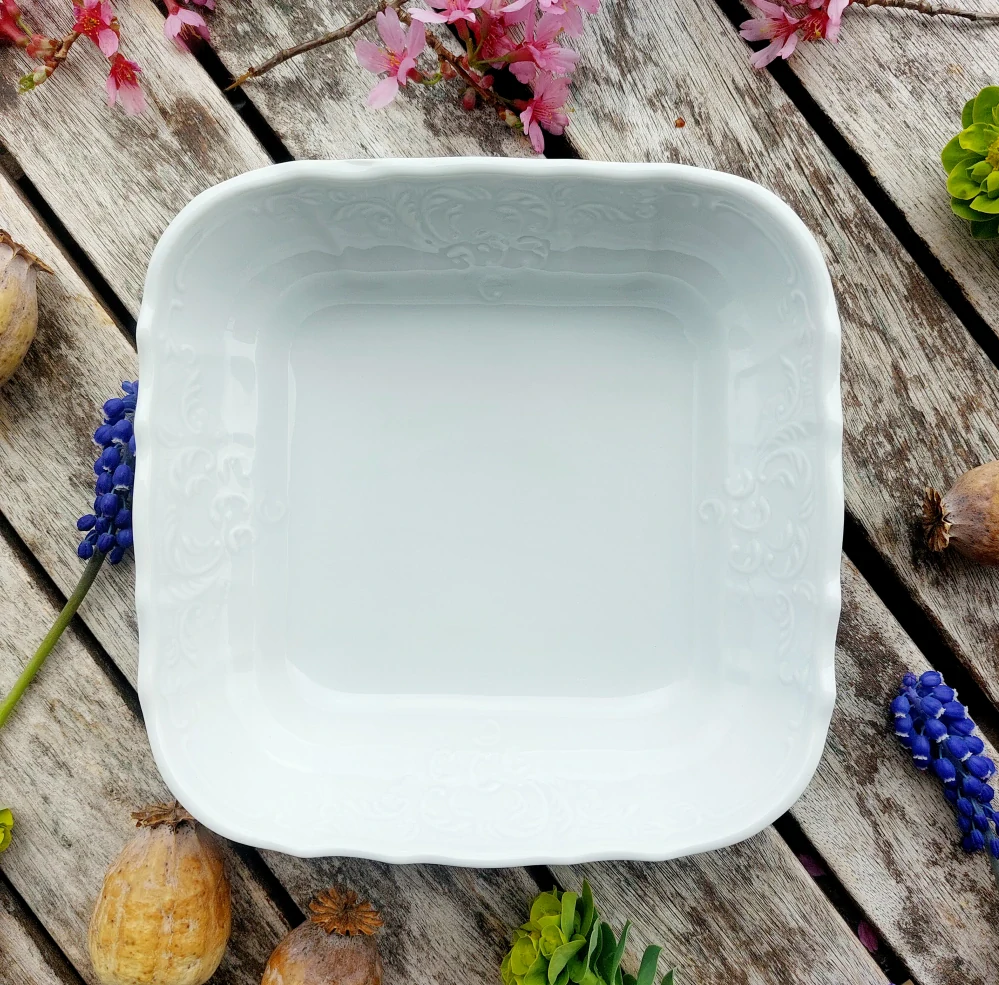 BERNADOTTE miska kompotová 4-hranná 16 cm, bílá,  Thun 1794