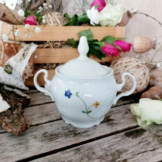 BERNADOTTE cukřenka 220 ml, modrožluté kytičky, Thun 1794