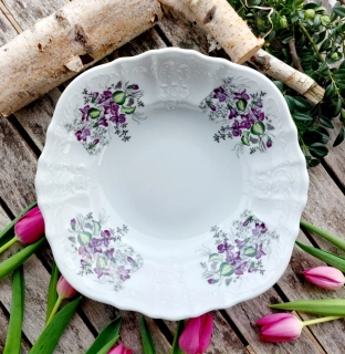 BERNADOTTE mísa kompotová 25 cm, fialky, Thun 1794