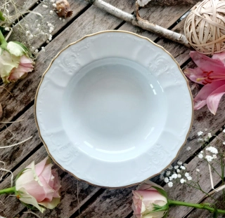 BERNADOTTE talíř hluboký 23 cm, zlatá páska, Thun 1794