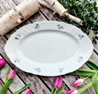 BERNADOTTE IVORY mísa oválná 36 cm, modrá květina, Thun 1794