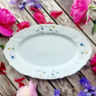 BERNADOTTE mísa oválná 34 cm, modrožluté kytičky, Thun 1794