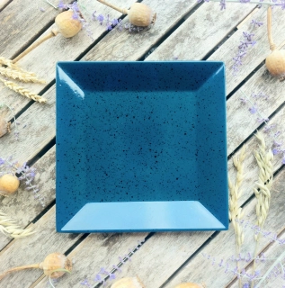 ACTUAL BUFFET talíř mělký čtvercový 21 cm, modrý, G. Benedikt 1882