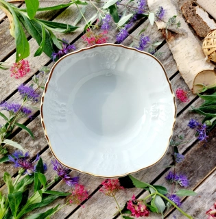 BERNADOTTE mísa kompotová 23 cm, zlatá páska, Thun 1794