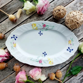 BERNADOTTE mísa oválná 34 cm, barevné květiny, Thun 1794
