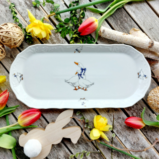 BERNADOTTE podnos 4-hranný 37 cm, husy, Thun 1794