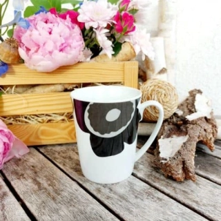 SISI hrnek 280 ml, černá květina, Český porcelán Dubí