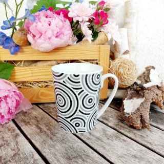 SISI hrnek 280 ml, černá spirála, Český porcelán Dubí