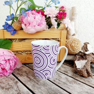 SISI hrnek 280 ml, fialová spirála , Český porcelán Dubí