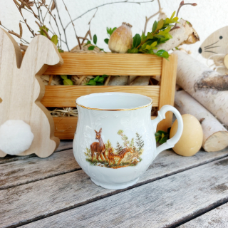 BERNADOTTE hrnek JONÁŠ 310 ml, srnky a zlatá linka, Thun 1794