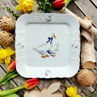 BERNADOTTE podnos 4-hranný 26 cm, husy, Thun 1794 