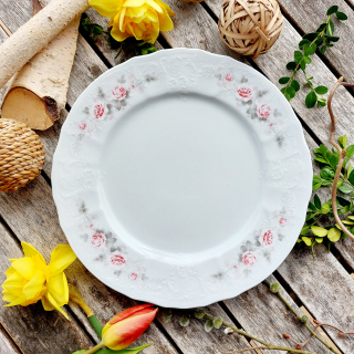 BERNADOTTE talíř mělký 25 cm, růže, Thun 1794