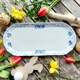 BERNADOTTE podnos 4-hranný 37 cm, modrý reliéf, Thun 1794