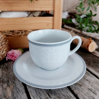 OPAL šálek s podšálkem 165 ml, šedá krajka, Thun 1794