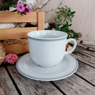 OPAL šálek s podšálkem 270 ml, šedá krajka, Thun 1794