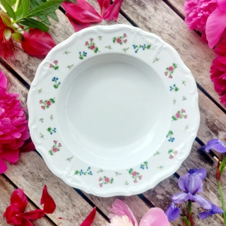 MARIE LOUISE talíř hluboký 23 cm, luční květy, Thun 1794