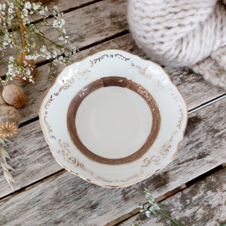 BERNADOTTE IVORY miska kompotová 13 cm, slonová kost a zlato, Thun 1794