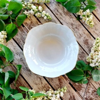 BERNADOTTE miska kompotová 19 cm, zlatá linka, Thun 1794