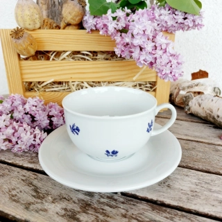 FLOWERS šálek s podšálkem 240 ml, modré kytičky, Thun 1794modré 